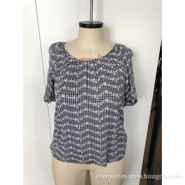 Round neck checked with short sleeves